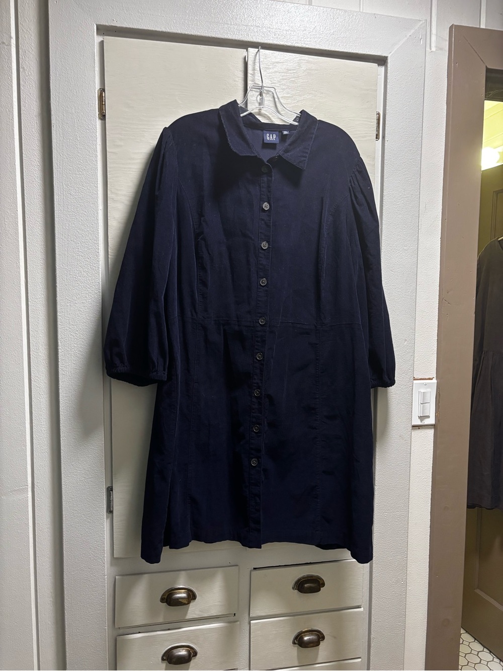 GAP Navy Corduroy Button-Front Dress